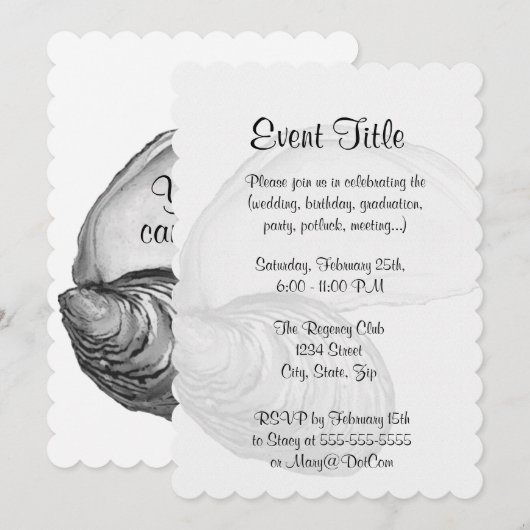 Een oesterschelp met het gezegde "de wereld is jou kaart (Voorkant / Achterkant)