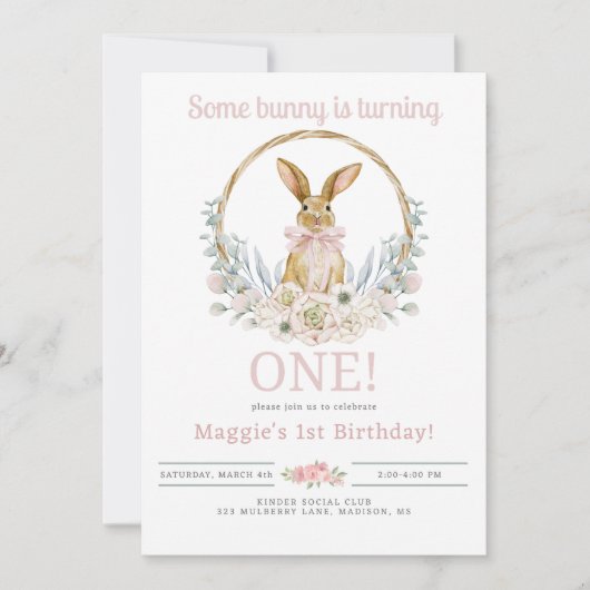 Een of ander konijn is een verjaardagsuitnodiging kaart (Voorkant)