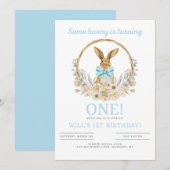 Een of ander konijn is een verjaardagsuitnodiging  kaart (Voorkant / Achterkant)