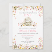 Een of ander konijn wordt de 1e verjaardag van een kaart (Voorkant)