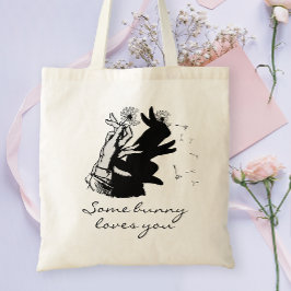 Een of andere Bunny Cute Love Pun en Black Shadow  Tote Bag