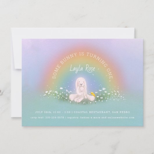 Een of andere Bunny draait één regenboogdag. Kaart (Voorkant)