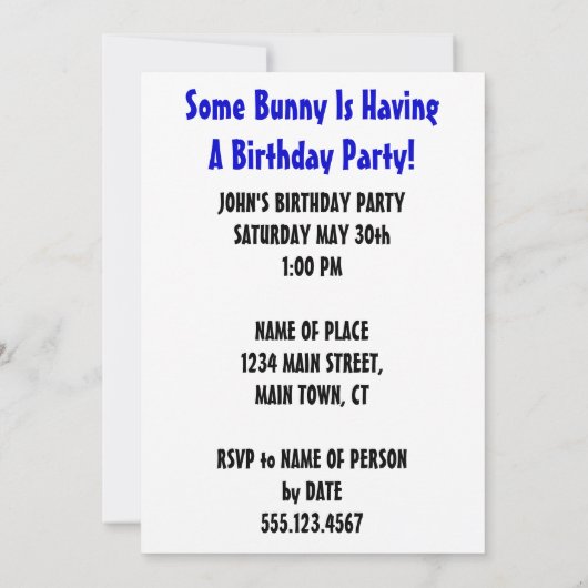 Een of andere Bunny heeft een feest nodig Kaart (Achterkant)