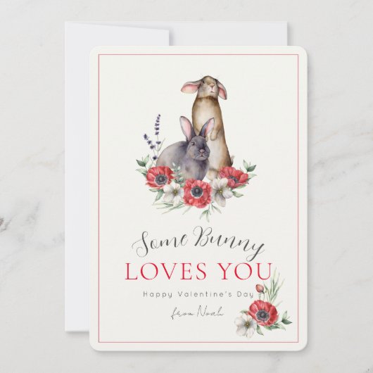 Een of andere Bunny houdt van je Anemone Valentijn Feestdagenkaart (Voorkant)