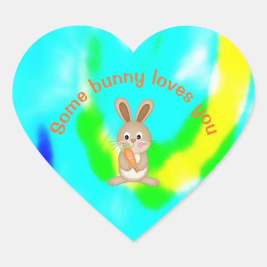 Een of andere bunny houdt van je paaskonijnenbrood hart sticker (Voorkant)