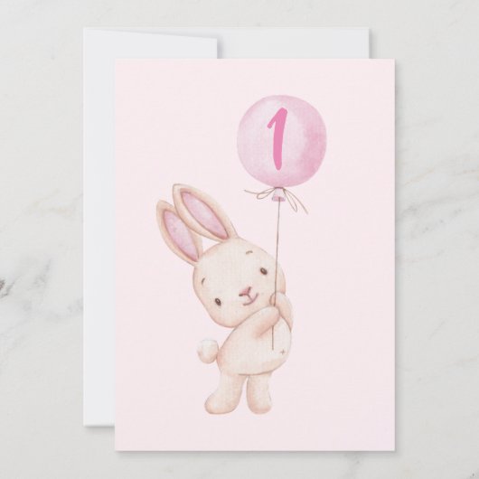 Een of andere Bunny is EEN! 1e verjaardag meisje r Kaart (Achterkant)