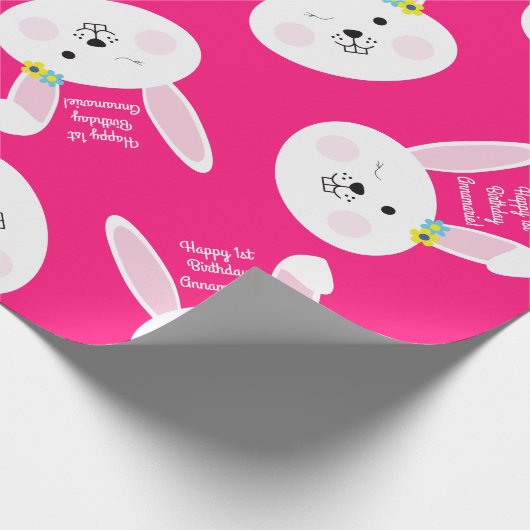 Een of andere Bunny is één Cute Rabbit 1st Birthda Cadeaupapier (Hoek)