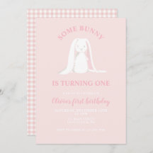 Een of andere Bunny is een roze eerste uitnodiging