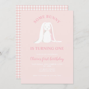Een of andere Bunny is een roze eerste uitnodiging
