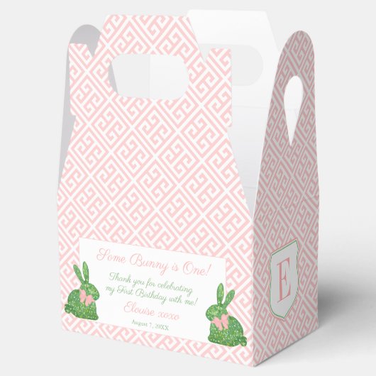 Een of andere Bunny is één roze groene 1e verjaard Bedankdoosjes (Geopend)