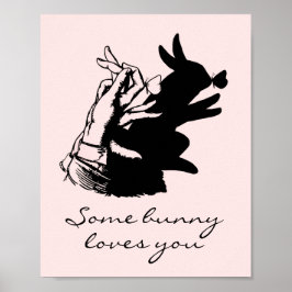Een of andere bunny Love Pun Pastel Roze met zwart Poster
