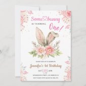 Een of andere Bunny wordt een! 1e verjaardag meisj Kaart (Voorkant)