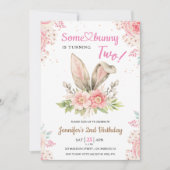 Een of andere Bunny wordt twee! 2e verjaardag meis Kaart (Voorkant)