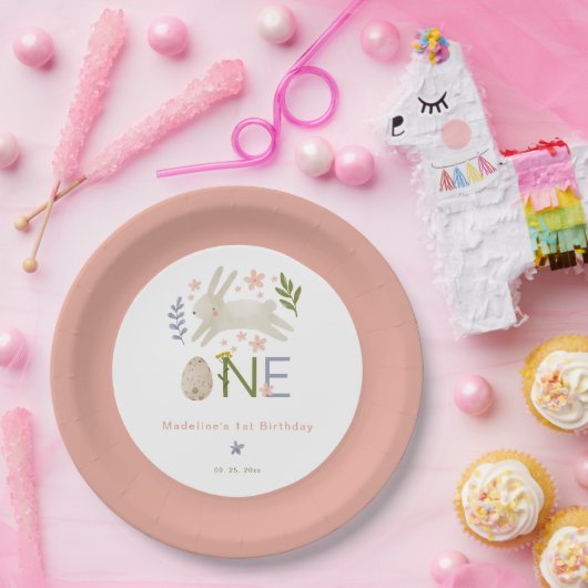 Een of andere konijn is een Schattige meisje zijn  Papieren Bordje (Feest)