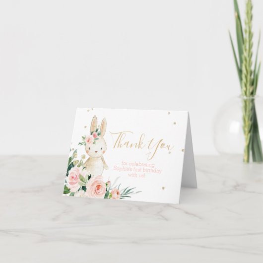 Een of andere konijn wordt een eerste verjaardag bedankkaart (Voorkant)