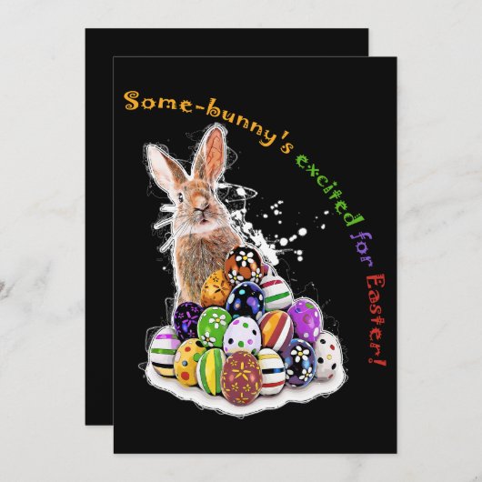 Een of andere konijntje is enthousiast voor Pasen! Bedankkaart (Voorkant / Achterkant)