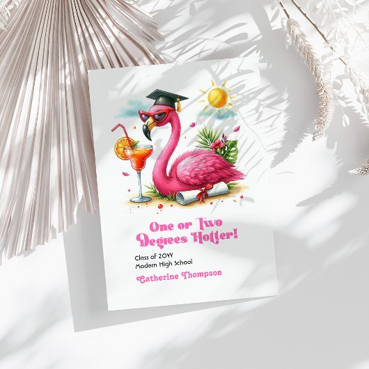 Een of Twee Graden Hete Flamingo Afstuderen Aankondiging