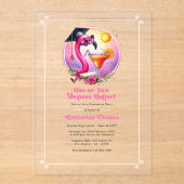 Een of twee graden warmer flamingo Afstuderen part Acryl Uitnodigingen (Voorkant)