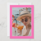 Een of twee graden warmer roze flamingo Afstudeerd Kaart (Achterkant)