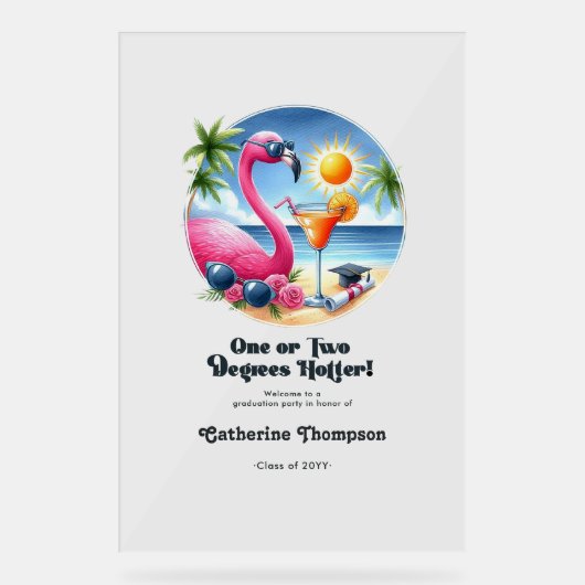 Een of twee graden warmer strand afstudeerfeest acryl bord (Voorkant)