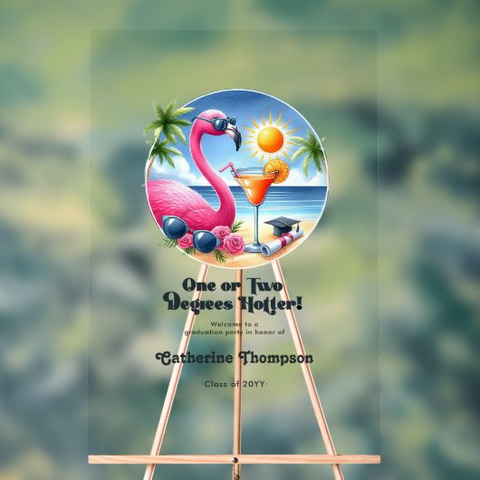 Een of twee graden warmer strand afstudeerfeest acryl bord (Neutraal)