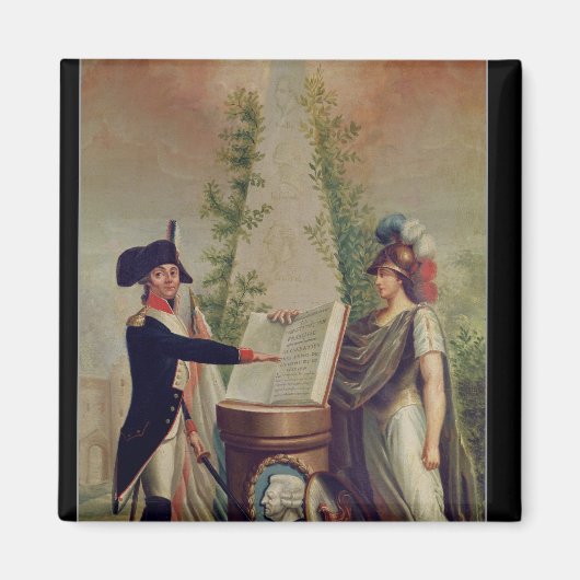 Een officier van de nationale garde die een eed af magneet (Voorkant)