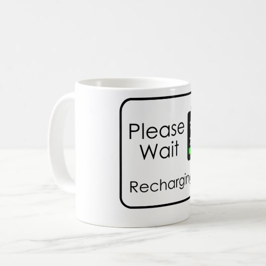 Een ogenblik geduld... herladen koffiemok (Voorkant links)