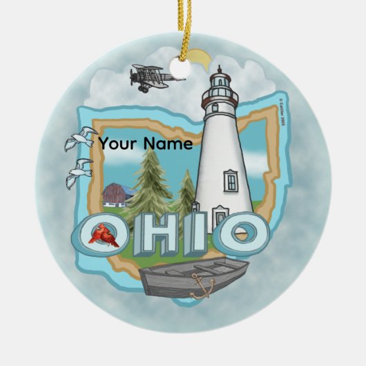 Een Ohio-vuurtoren Keramisch Ornament (Voorkant)