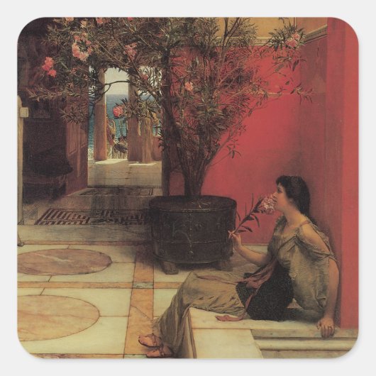Een Oleander van Alma Tadema, bloemen Vierkante Sticker (Voorkant)