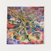 Een oliesschilderij op canvas. Muziek, het meisje  Wandkleed (Voorkant (horizontaal))