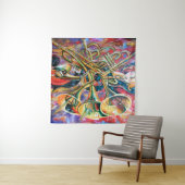 Een oliesschilderij op canvas. Muziek, het meisje  Wandkleed (In Situ (horizontaal))