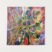 Een oliesschilderij op canvas. Muziek, het meisje  Wandkleed (Voorkant)