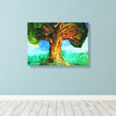 Een olieverfschilderij genaamd Tree Island door Sa Canvas Afdruk (Insitu (Houten vloer))