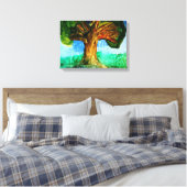 Een olieverfschilderij genaamd Tree Island door Sa Canvas Afdruk (Insitu (Slaapkamer))