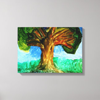 Een olieverfschilderij genaamd Tree Island door Sa Canvas Afdruk