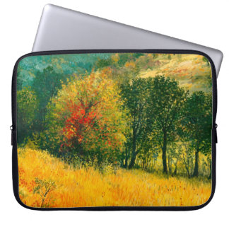 Een olieverschilderij op canvas met een seizoensge laptop sleeve