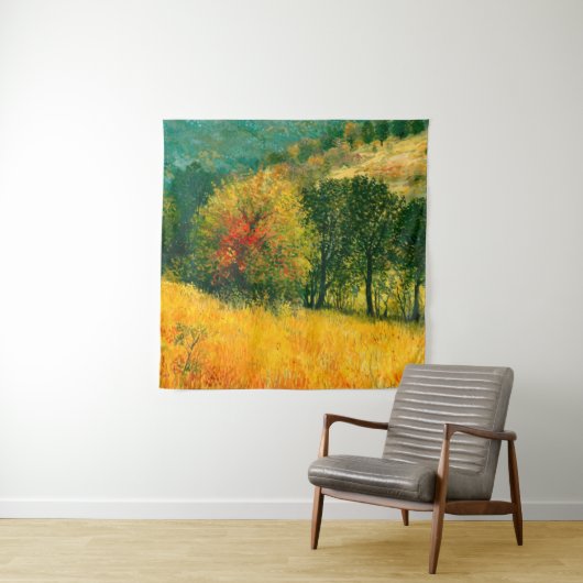 Een olieverschilderij op canvas met een seizoensge wandkleed (In situ)