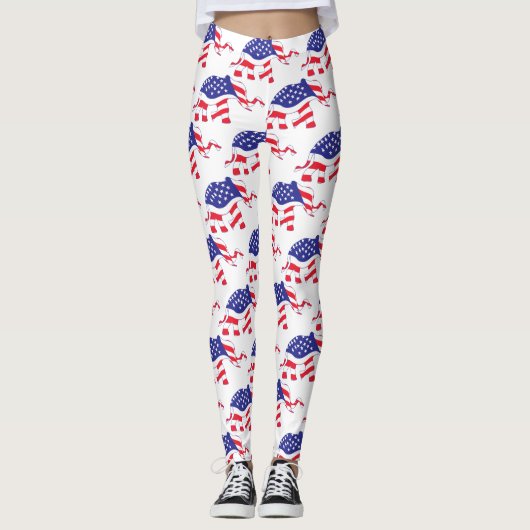 Een olifant gemaakt in de Amerikaanse vlag Leggings (Voorkant)
