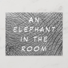 Een olifant in de foto van de ruimtehuid met witte briefkaart