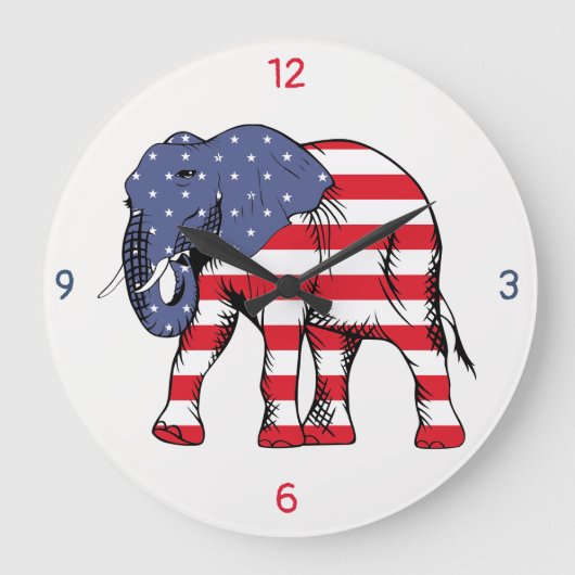 Een olifant in de kleur van de Amerikaanse vlag Grote Klok (Voorkant)