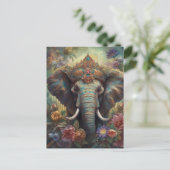 Een olifant in een kroon briefkaart (Staand voorkant)
