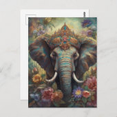 Een olifant in een kroon briefkaart (Voorkant / Achterkant)