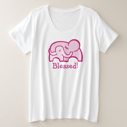 Een olifant knuffelt een roze t-shirt voor het moe (Design voorkant)