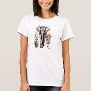 Een olifant & meisje met een tattoo erop T-Shirt