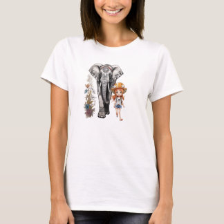 Een olifant & meisje met een tattoo erop T-Shirt