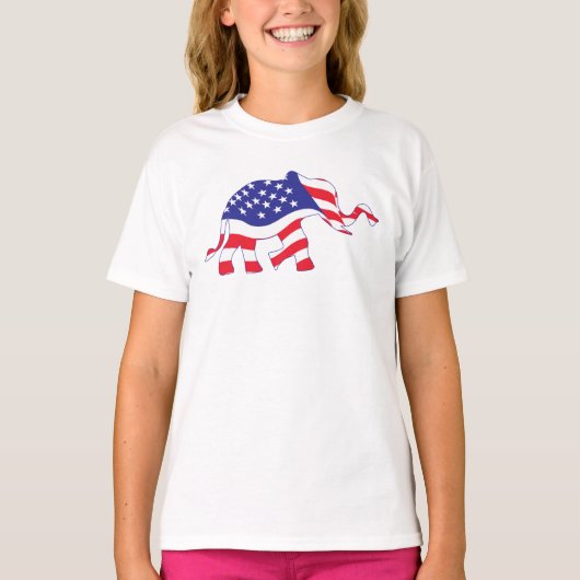een olifant van de Amerikaanse vlag T-shirt (Voorkant)