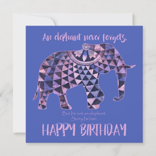 Een olifant vergeet nooit - 'Birthday'-Kaart 2 (Voorkant)