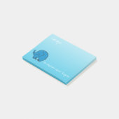 Een olifant vergeet nooit, op blauw, gepersonalise post-it® notes (Schuin)
