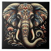 Een  olifant versierd met ingewikkelde patronen tegeltje (Voorkant)