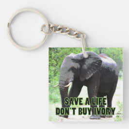 Een olifantenleven redden, geen ivoor kopen sleutelhanger